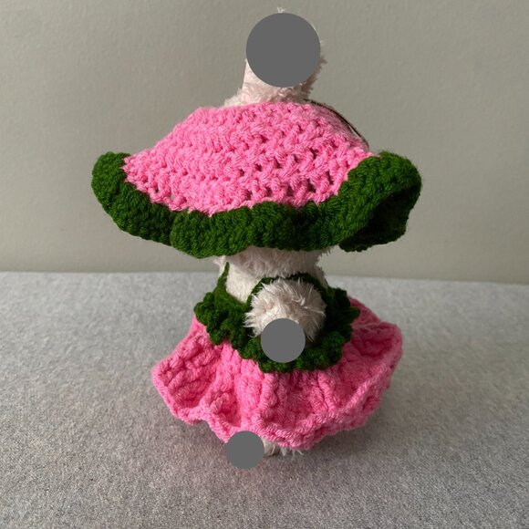 Handmade Crochet Spring Summer Pink Green Outfit for 17cm Plush Doll 2-Piece Set - Picture 4 of 7